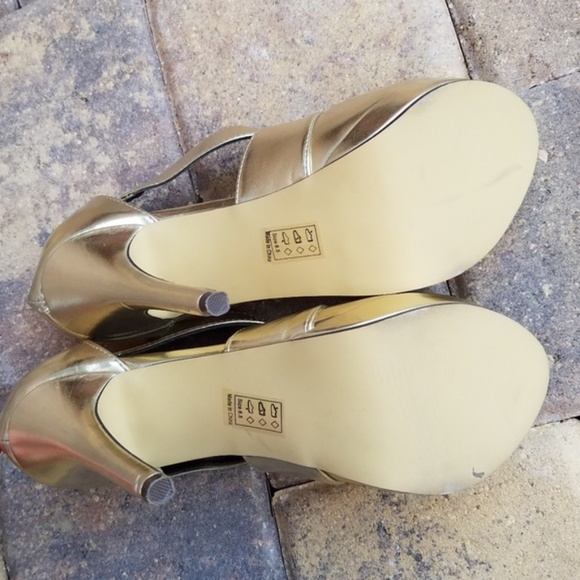 Michael Antonio Tinsley Gold Platform 5 Inch Heels Size 8.5 - Picture 7 of 8